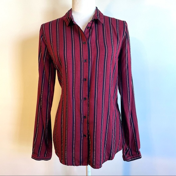 MKT Studios Button Down Red Stripe Top - Picture 1 of 8